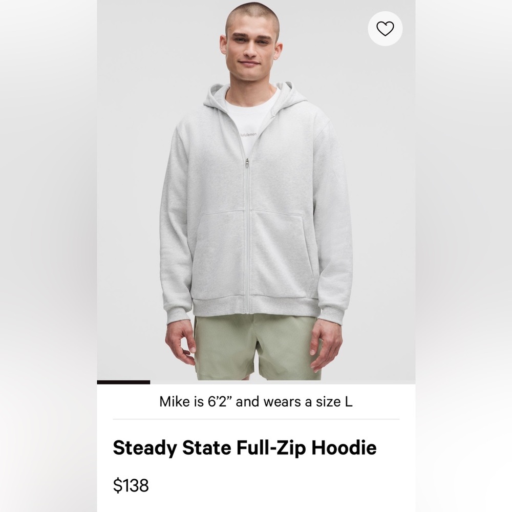 lululemon athletica Steady State Full-Zip Hoodie in Light Gray